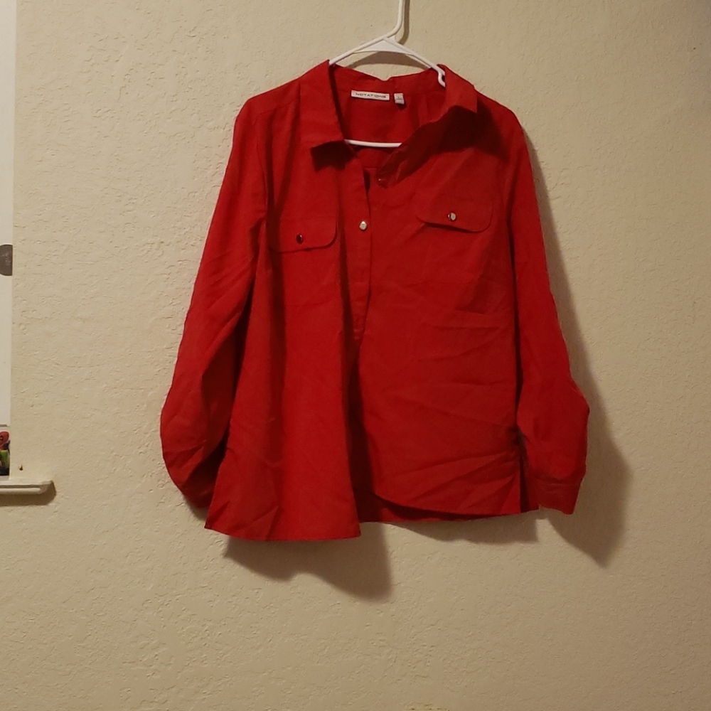 Red buttoned up shirt